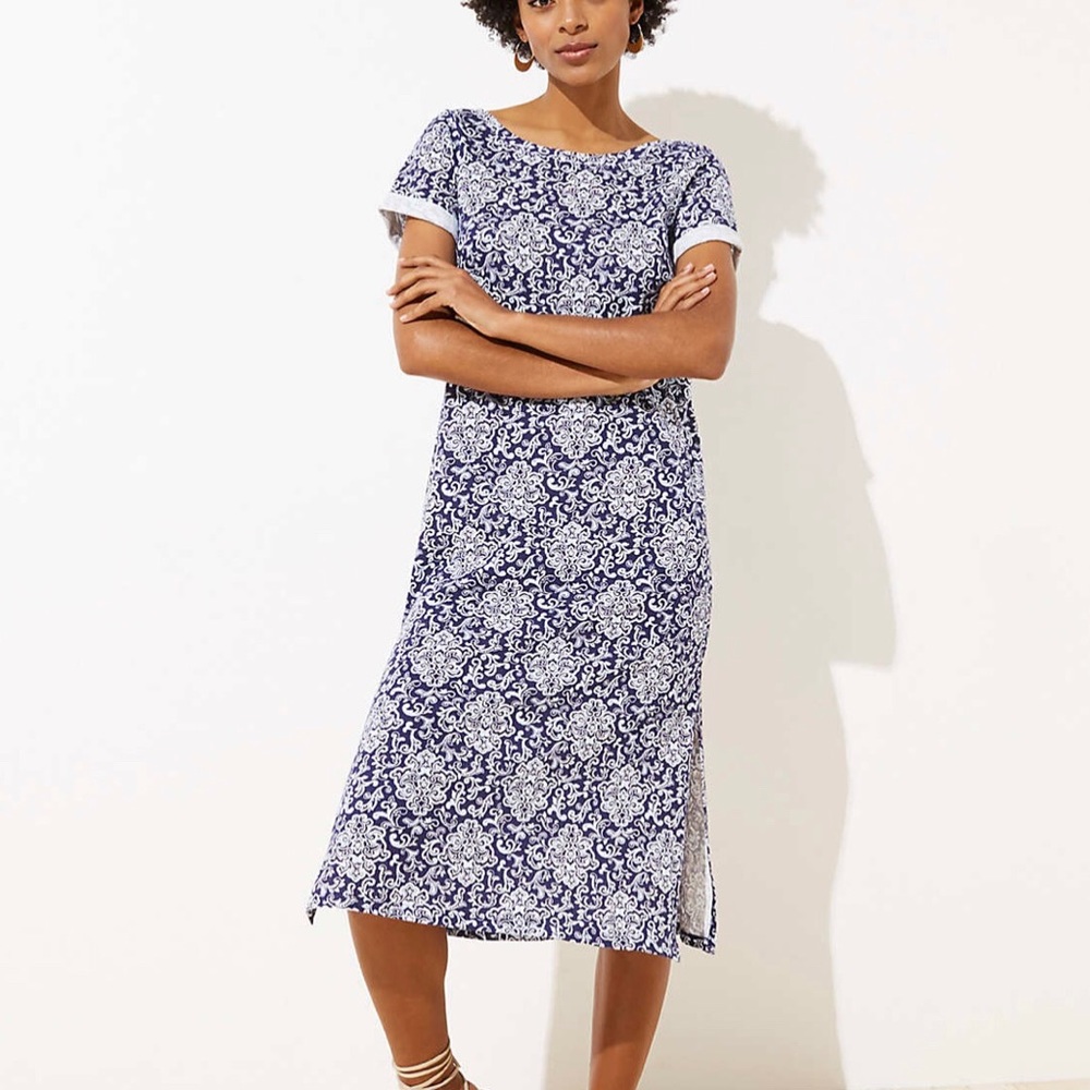 LOFT | Beach Scoop Back Cotton Midi Dress *NWT*